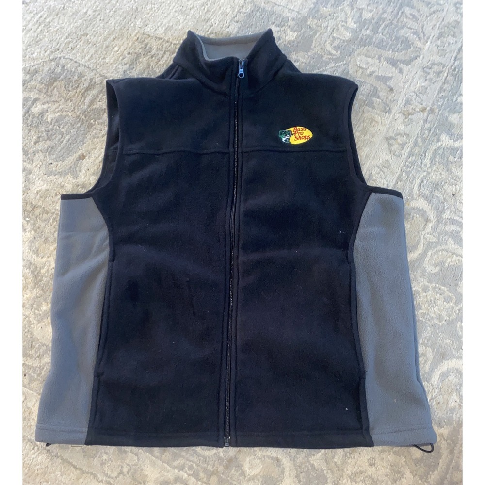 Bass‎ Pro Shops Fleece Vest in Black size Medium Full Zip